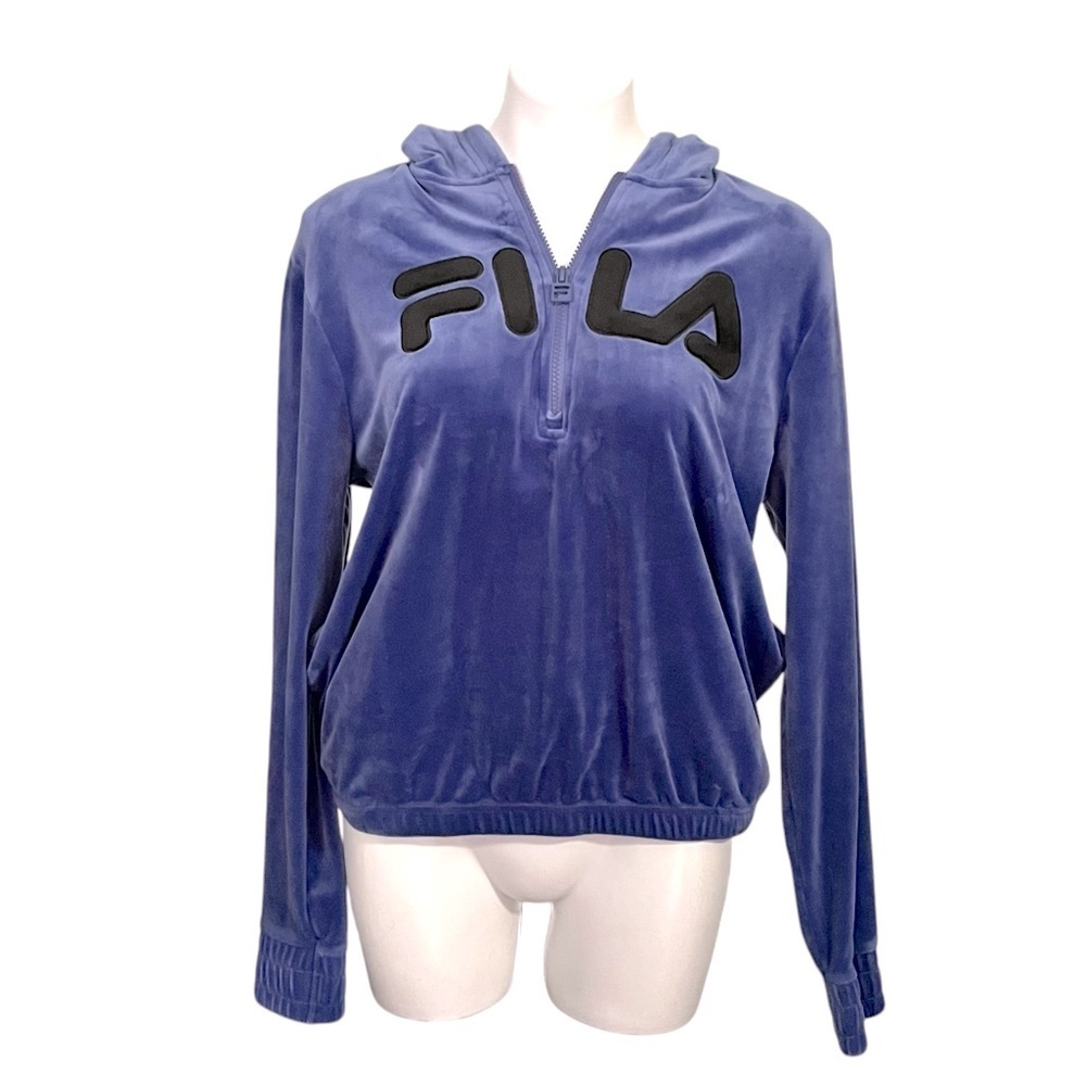 Fila Quarter Zip Velour Hoodie Size Large